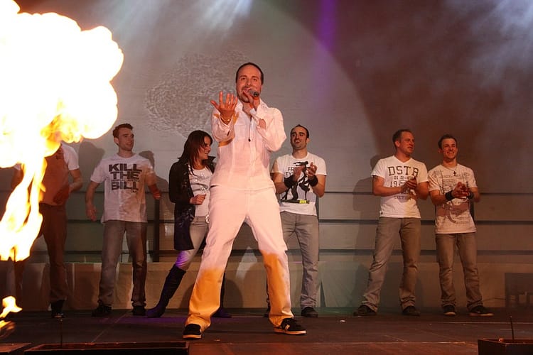 guy singing on stage