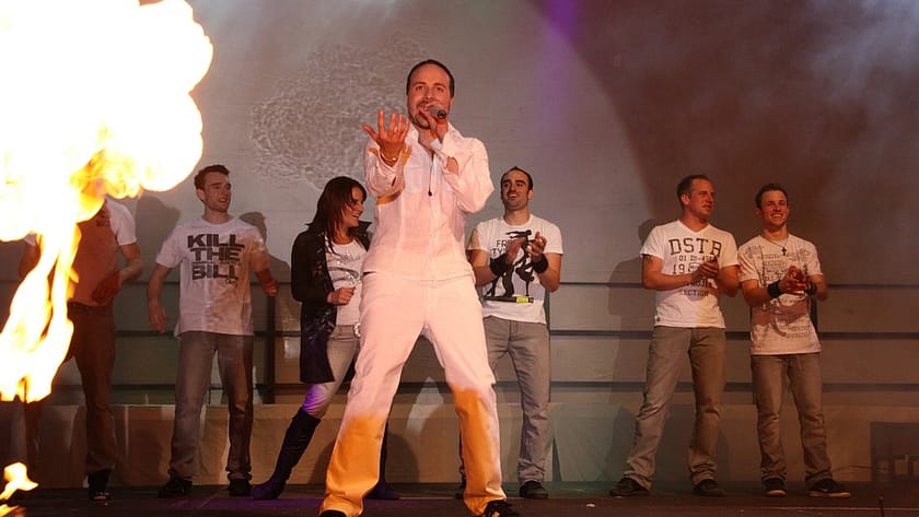 guy singing on stage